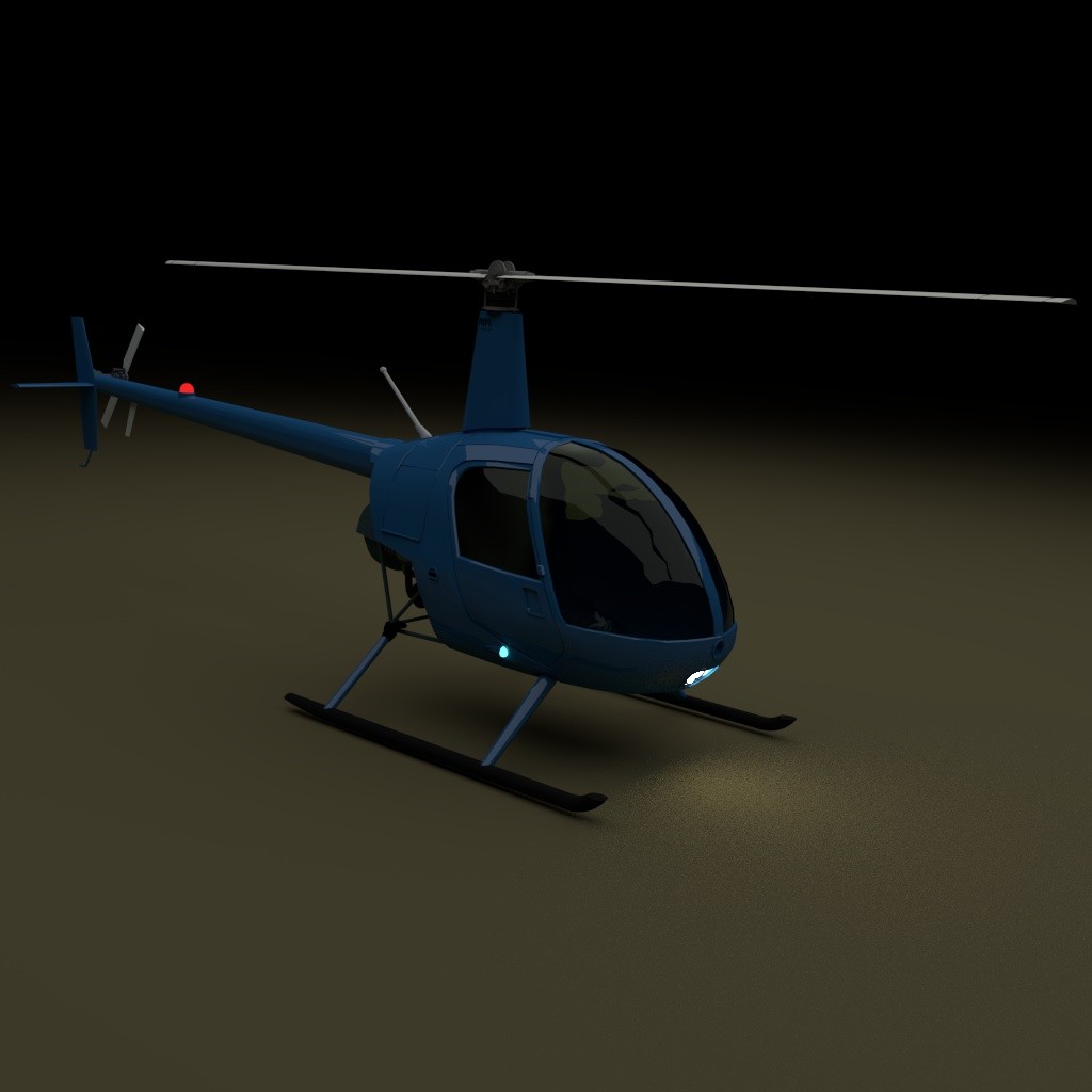Robinson R22 Helicopter with Cycles Materials preview image 1